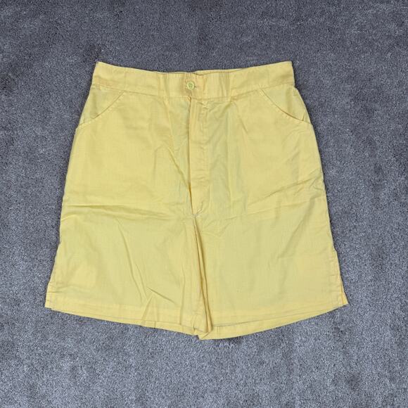 Vtg Yellow 70s Turtle Bax Shorts Size 10 Flat Front High Waist Preppy Cottage - Picture 1 of 6